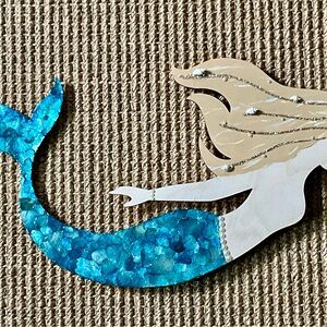 Blue & Aqua Wood Mermaid Wall Art